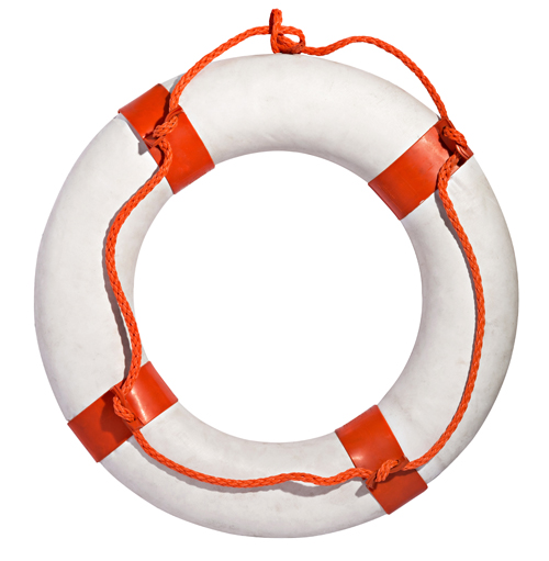 Life preserver with red rope